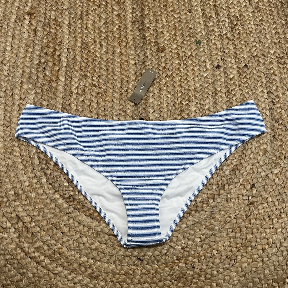 J Crew Bikini Bottom Sz 2X Textured Hipster‎ Bikini Bottom Blue White